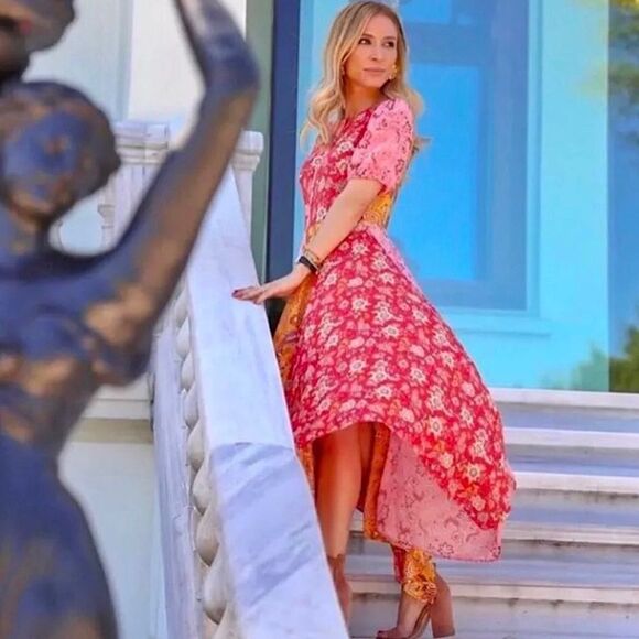 ZARA Dress BLOGGER FAVORITE Patchwork Paisley Handkerchief Hem Size M - Picture 3 of 15